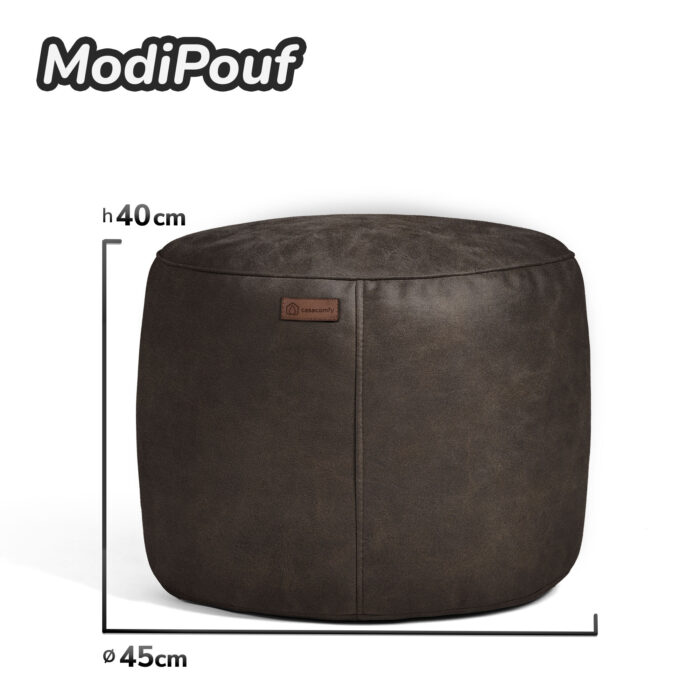 Casacomfy Modipouf - Poef / Hocker - Rond - Lederlook - Ø 45 cm - Cold Brew - Afbeelding 6