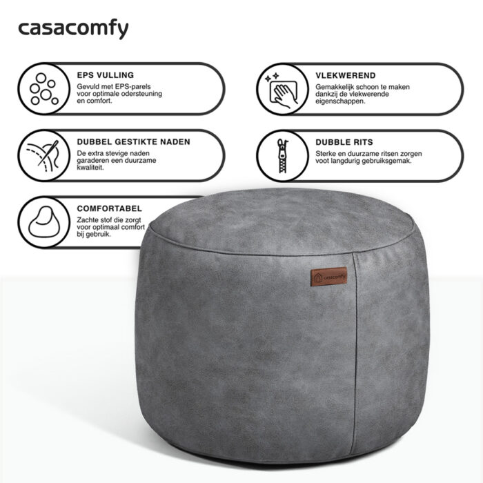 Casacomfy Modipouf - Poef / Hocker - Rond - Lederlook - Ø 45 cm - Caramel Latte - Afbeelding 7