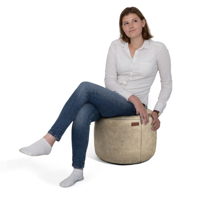 Casacomfy Modipouf - Poef / Hocker - Rond - Lederlook - Ø 45 cm - Latte - Afbeelding 8