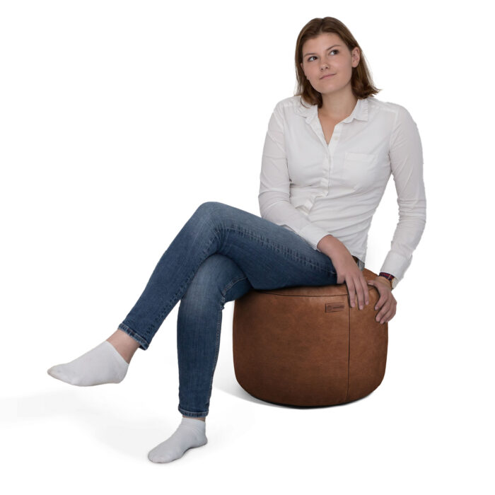 Casacomfy ModiPouf – Rond Poef – Caramel Latte – Voetenbankje – Lederlook - Afbeelding 8