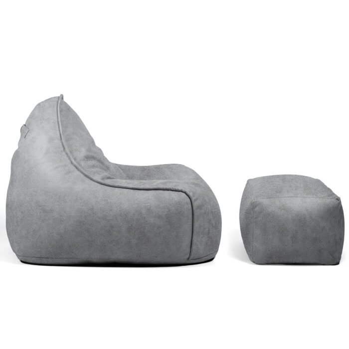 Casacomfy - Chilly Zitzak Set - Zitzak met Voetenbankje - Volwassenen - Flat white - Lederlook - Zachtestof - Afbeelding 5