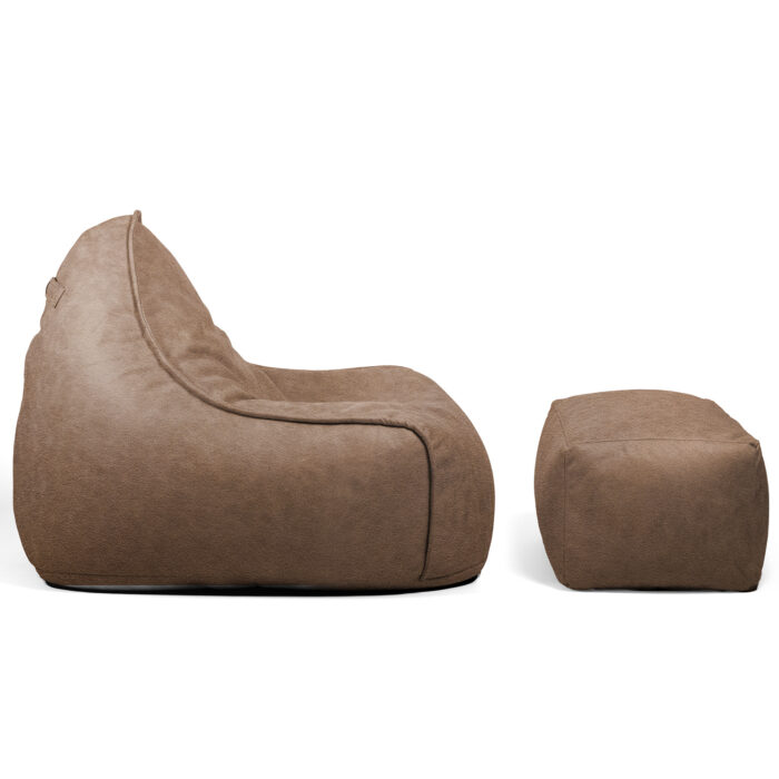 Casacomfy - Chilly Zitzak Set - Zitzak met Voetenbankje - Volwassenen - Caramel Latte - Lederlook - Zachtestof - Afbeelding 5