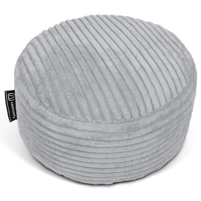 Casacomfy Poeffie - Poef - Groot Rond - Corduroy - 60x60x35 cm - Grijs - Afbeelding 5