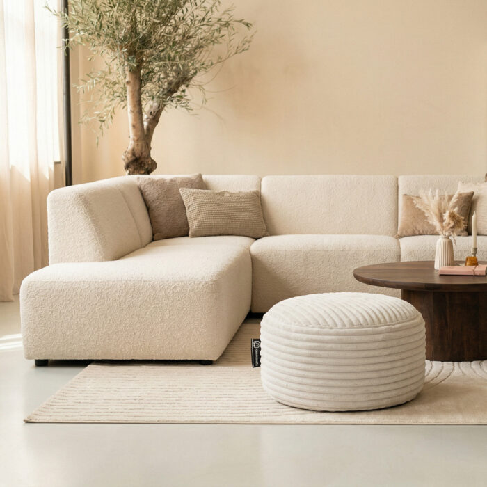 Casacomfy Poeffie - Poef - Groot Rond - Corduroy - 60x60x35 cm - Antraciet - Afbeelding 4