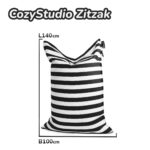 Casacomfy CozyStudio - Zitzak - Zitkussen - 100x140 cm - Zwarte Strepen - Voor Volwassenen & Tieners - Afbeelding 6