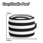 Casacomfy CozyStudio - Ronde Poef - Zwarte Strepen - Zachte Stof - Woonkamerstoel - Afbeelding 7