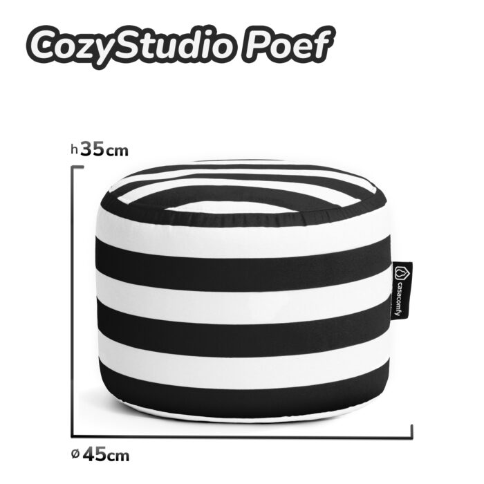 Casacomfy CozyStudio - Ronde Poef - Zwarte Strepen - Zachte Stof - Woonkamerstoel - Afbeelding 7