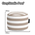 Casacomfy CozyStudio - Ronde Poef - Mokka Strepen - Zachte Stof - Woonkamerstoel - Afbeelding 7