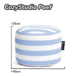 Casacomfy CozyStudio - Ronde Poef - Lichtblauwe Strepen - Zachte Stof - Woonkamerstoel - Afbeelding 7