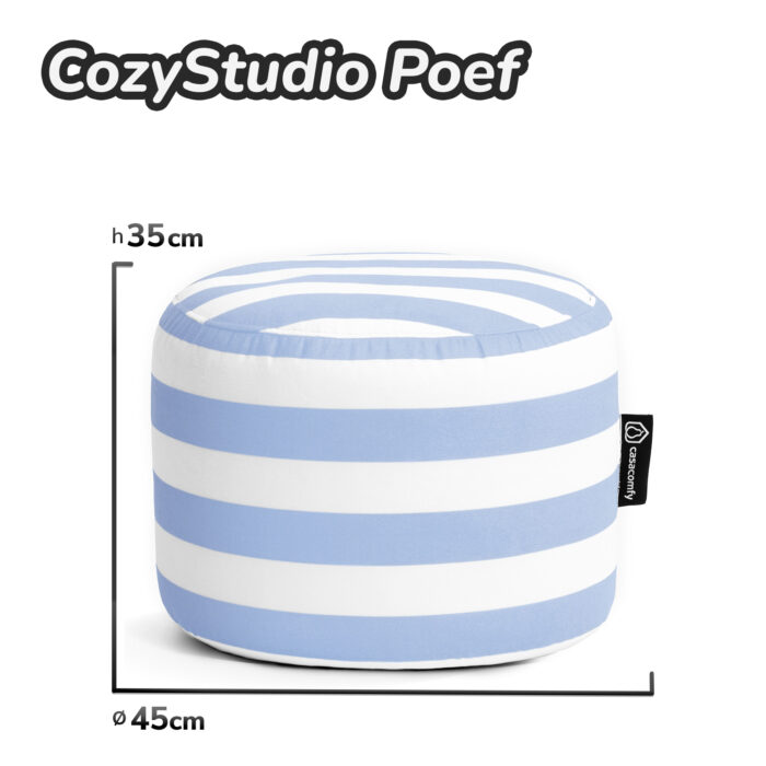 Casacomfy CozyStudio - Ronde Poef - Lichtblauwe Strepen - Zachte Stof - Woonkamerstoel - Afbeelding 7