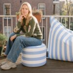 Casacomfy CozyStudio - Ronde Poef - Mokka Strepen - Zachte Stof - Woonkamerstoel - Afbeelding 4