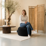 Casacomfy - Corduroy Poef - Zwart - Groot Rond - Afbeelding 2